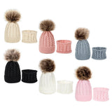 Maxbell Boys Girls Beanie Hats Warm Winter Soft Cotton Knitted Pom Pom Hat Cream