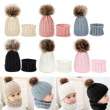 Maxbell Boys Girls Beanie Hats Warm Winter Soft Cotton Knitted Pom Pom Hat Cream