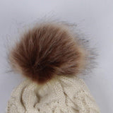 Maxbell Boys Girls Beanie Hats Warm Winter Soft Cotton Knitted Pom Pom Hat Cream
