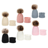 Maxbell Boys Girls Beanie Hats Warm Winter Soft Cotton Knitted Pom Pom Hat Cream