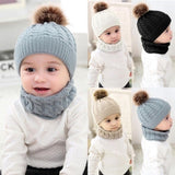 Maxbell Boys Girls Beanie Hats Warm Winter Soft Cotton Knitted Pom Pom Hat Cream