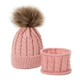 Maxbell Boys Girls Beanie Hats Warm Winter Soft Cotton Knitted Pom Pom Hat Skin Pink