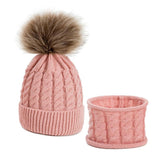 Maxbell Boys Girls Beanie Hats Warm Winter Soft Cotton Knitted Pom Pom Hat Skin Pink