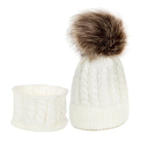 Maxbell Boys Girls Beanie Hats Warm Winter Soft Cotton Knitted Pom Pom Hat White