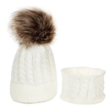 Maxbell Boys Girls Beanie Hats Warm Winter Soft Cotton Knitted Pom Pom Hat White