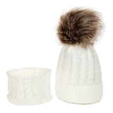 Maxbell Boys Girls Beanie Hats Warm Winter Soft Cotton Knitted Pom Pom Hat White