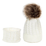 Maxbell Boys Girls Beanie Hats Warm Winter Soft Cotton Knitted Pom Pom Hat White