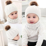 Maxbell Boys Girls Beanie Hats Warm Winter Soft Cotton Knitted Pom Pom Hat White