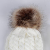 Maxbell Boys Girls Beanie Hats Warm Winter Soft Cotton Knitted Pom Pom Hat White