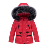 Maxbell Children Winter Hooded Duck Down Jacket + Trousers Snowsuit  Red - L