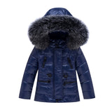Maxbell Children Winter Hooded Duck Down Jacket + Trousers Snowsuit  Dark Blue - L