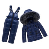 Maxbell Children Winter Hooded Duck Down Jacket + Trousers Snowsuit  Dark Blue - XL