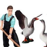 Maxbell Maxbell Simulation Farmer Animal Figures Toy with Plowing Field Worker & Duck Goose