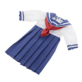 7xLovely Doll Mini School Uniform Dress Clothes for 1/6 Girl Dolls Navy Blue