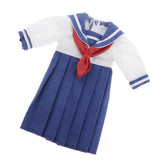 7xLovely Doll Mini School Uniform Dress Clothes for 1/6 Girl Dolls Navy Blue