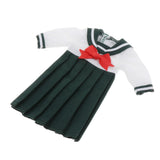 7xLovely Doll Mini School Uniform Dress Clothes for 1/6 Girl Dolls Blackish Green