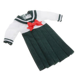 7xLovely Doll Mini School Uniform Dress Clothes for 1/6 Girl Dolls Blackish Green