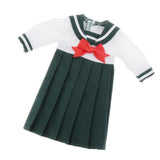 7xLovely Doll Mini School Uniform Dress Clothes for 1/6 Girl Dolls Blackish Green