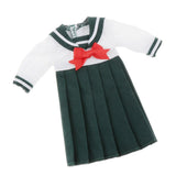 7xLovely Doll Mini School Uniform Dress Clothes for 1/6 Girl Dolls Blackish Green