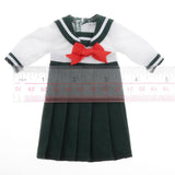 7xLovely Doll Mini School Uniform Dress Clothes for 1/6 Girl Dolls Blackish Green