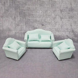 Maxbell 4pcs Simulation Mini 1:12 Wooden Sofa Model with Cushion Living Room Decor