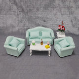 Maxbell 4pcs Simulation Mini 1:12 Wooden Sofa Model with Cushion Living Room Decor