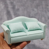 Maxbell 4pcs Simulation Mini 1:12 Wooden Sofa Model with Cushion Living Room Decor
