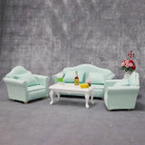 Maxbell 4pcs Simulation Mini 1:12 Wooden Sofa Model with Cushion Living Room Decor