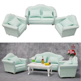 Maxbell 4pcs Simulation Mini 1:12 Wooden Sofa Model with Cushion Living Room Decor