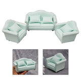 Maxbell 4pcs Simulation Mini 1:12 Wooden Sofa Model with Cushion Living Room Decor