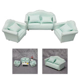 Maxbell 4pcs Simulation Mini 1:12 Wooden Sofa Model with Cushion Living Room Decor
