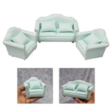 Maxbell 4pcs Simulation Mini 1:12 Wooden Sofa Model with Cushion Living Room Decor
