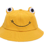 Cartoon Frog Bucket Hat Summer Beach Travel Sun Hat for Kids Adult Yellow M