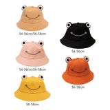 Cartoon Frog Bucket Hat Summer Beach Travel Sun Hat for Kids Adult Yellow M