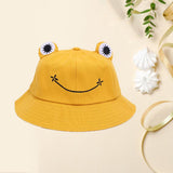 Cartoon Frog Bucket Hat Summer Beach Travel Sun Hat for Kids Adult Yellow M