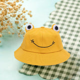 Cartoon Frog Bucket Hat Summer Beach Travel Sun Hat for Kids Adult Yellow M