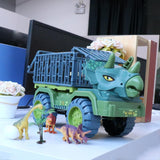 4 Set Dinosaurs Transport Car Cars Toys Playset for Boys Girls Collectibles