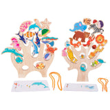 Maxbell 2 Set Montessori Animal Stacking Blocks Animal Toy for Ages 3-6