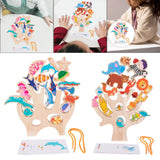 Maxbell 2 Set Montessori Animal Stacking Blocks Animal Toy for Ages 3-6