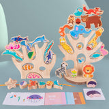 Maxbell 2 Set Montessori Animal Stacking Blocks Animal Toy for Ages 3-6