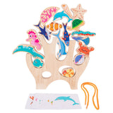 Maxbell 2 Set Montessori Animal Stacking Blocks Animal Toy for Ages 3-6