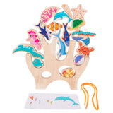 Maxbell 2 Set Montessori Animal Stacking Blocks Animal Toy for Ages 3-6