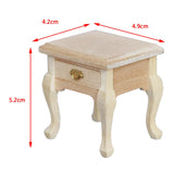 Maxbell 1/12 Dollhouse Wooden Bedroom Bedside Table+Mini Double Bed