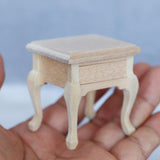 Maxbell 1/12 Dollhouse Wooden Bedroom Bedside Table+Mini Double Bed
