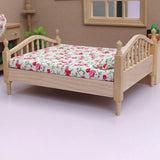 Maxbell 1/12 Dollhouse Wooden Bedroom Bedside Table+Mini Double Bed
