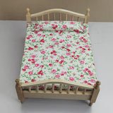 Maxbell 1/12 Dollhouse Wooden Bedroom Bedside Table+Mini Double Bed