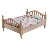 Maxbell 1/12 Dollhouse Wooden Bedroom Bedside Table+Mini Double Bed