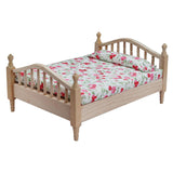 Maxbell 1/12 Dollhouse Wooden Bedroom Bedside Table+Mini Double Bed