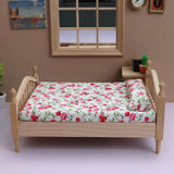 Maxbell 1/12 Dollhouse Wooden Bedroom Bedside Table+Mini Double Bed