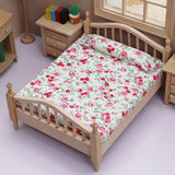 Maxbell 1/12 Dollhouse Wooden Bedroom Bedside Table+Mini Double Bed